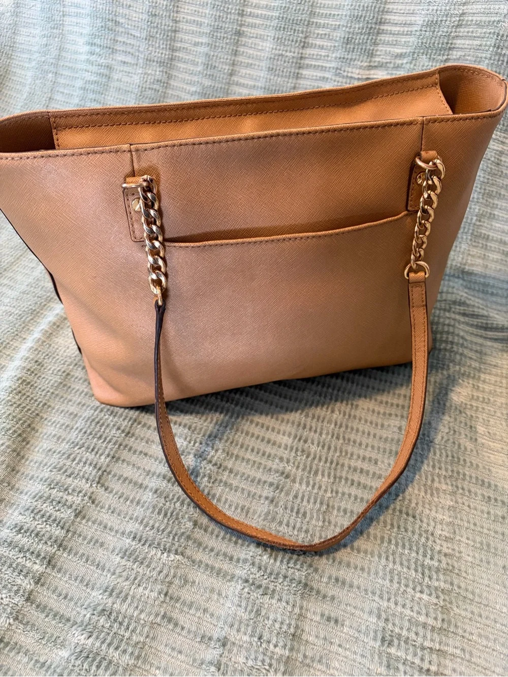 Michael Kors Tan Leather Chain-Accent Tote
